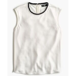J. Crew 365 White Black Trim Sleeveless Shell Top Women's Size Medium